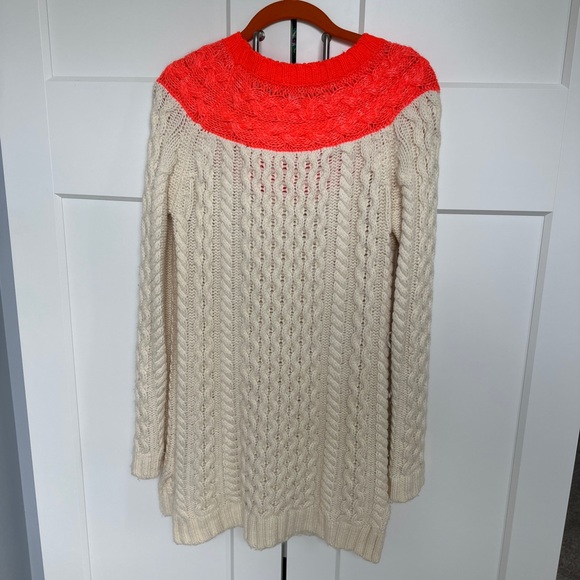 Boden Long Cream and Orange Cable Knit Sweater - Picture 14 of 16